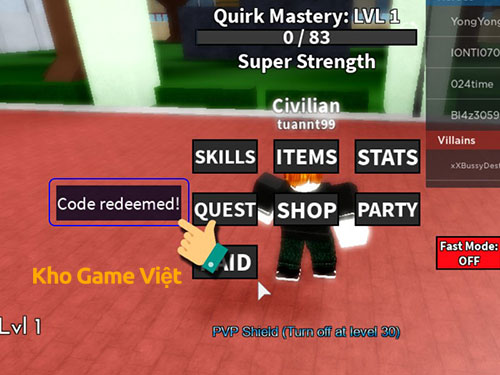 Code My Hero Mania 4